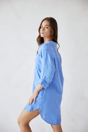 Millie Shirt Dress in Azure