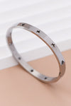 Waterproof Silver Non-Tarnish Stainless Steel Bangle with Stars