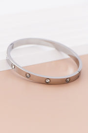 Waterproof Non-Tarnish Stainless Steel Bangle with Bling