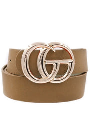 Fashion Belt Taupe with Gold Buckle
