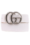 Fashion Belt in White with Silver