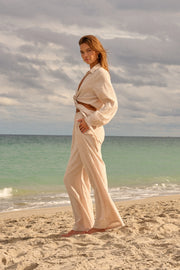 Zaya Tie Top in Beige 48215