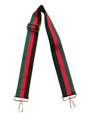 Green, Red & Black Striped Bag Strap