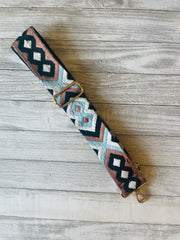 Light Blue Aztec Strap with Gold Hardware